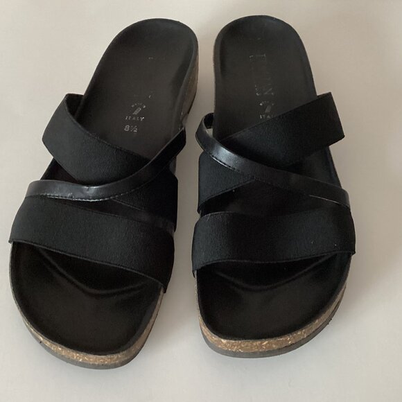 Italian Shoemakers Women's Wedge Slip-on Black Sandals Size 8.5 Made in Italy - Picture 1 of 8